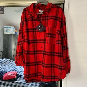 Ava & Viv Vibrant Red Checkered Shirt